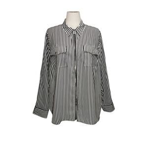 Michael Michael Kors 2X Vertical Stripe Zip Front Top NWT Polyester Long Sleeve